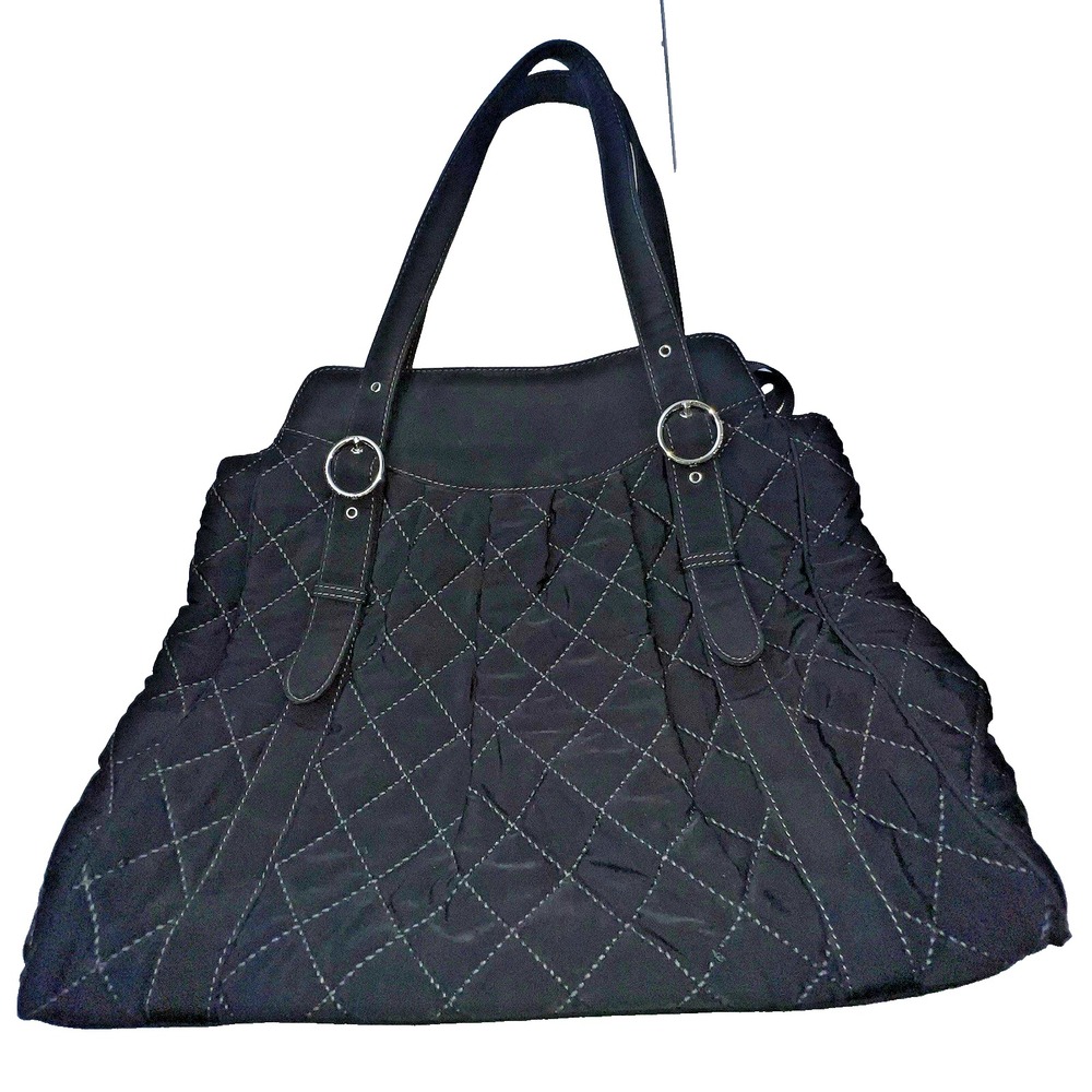 Vera Bradley Black Quilted Tote Bag Handbag Microfiber Collection X Large